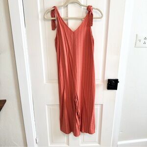 Urban Romantics Coral Striped Sleeveless Jumpsuit xsmall